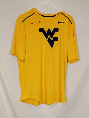 EUC NIKE Dri Fit WVU West Virginia Mountaineers Shirt Mens Size Large Workout
